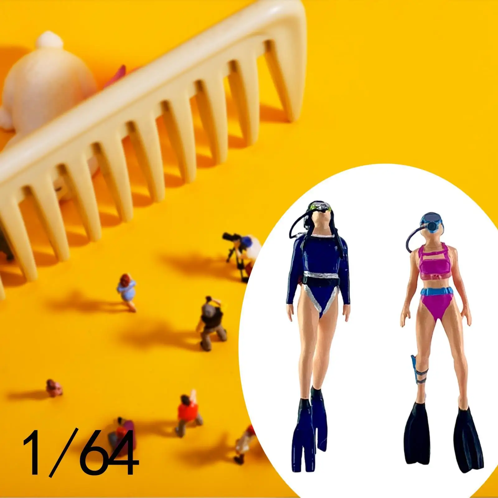 2 stuks 1/64 schaal zeemeermin duikfiguren miniatuur menselijke beeldjes voor diorama landschap miniatuur scène landschap foto rekwisieten