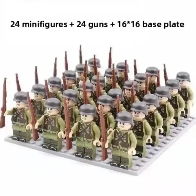 24-teilige Militärserie aus dem Zweiten Weltkrieg, Bausteine, Phalanzen, Krieger, Minifiguren, humanoide Puppen, Spielzeug und Geburtstagsgeschenke. – Detail 11