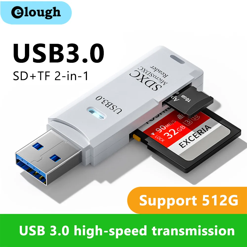 2 في 1 USB 3.0 قارئ بطاقات مايكرو TF قارئ بطاقات sd usb محول عالية السرعة Cardreader TF بطاقة الذاكرة لملحقات الكمبيوتر المحمول