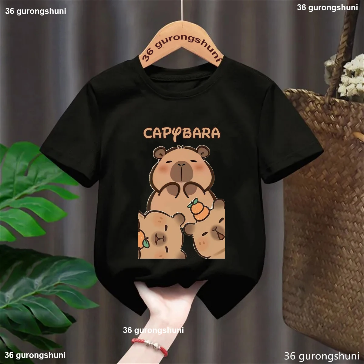 

Funny 3 Capybara With Orange Look At You Capy Lover T-Shirt Boys Baby Girls Gift Kids Clothes Short Sleeve T-Shirts Tees Top