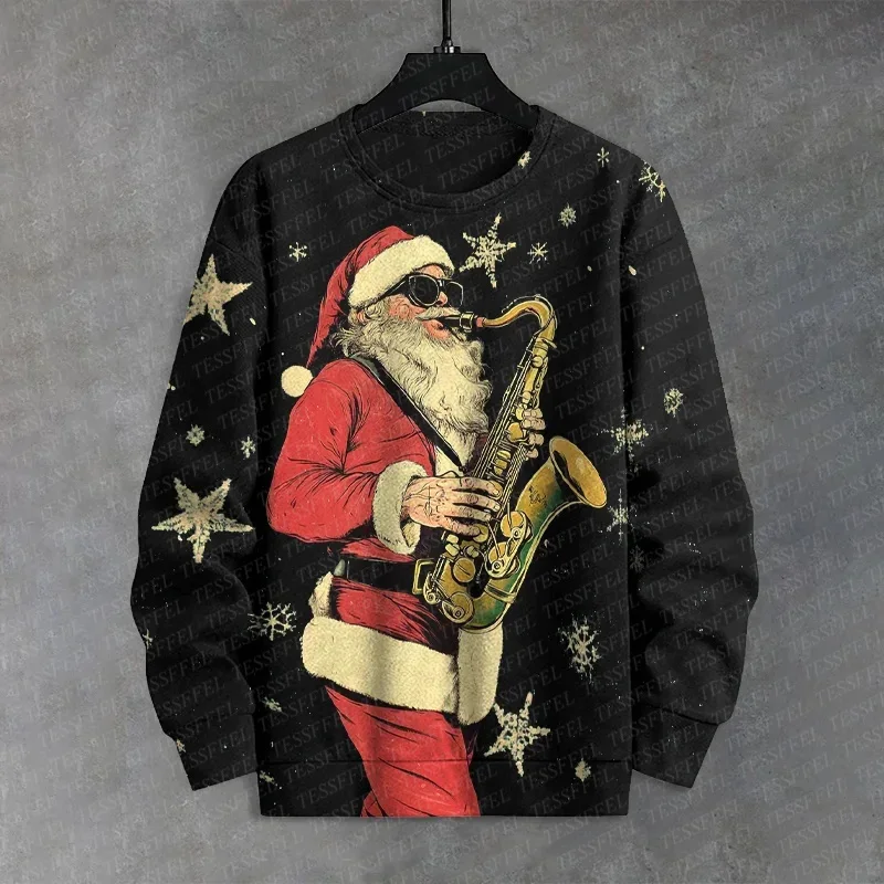 Christmas Skull Santa Claus Pets Jesus Sweatshirts Sweater 3DPrint Vintage Winter Casual Harajuku Pullover Retro Long Sleeves A8