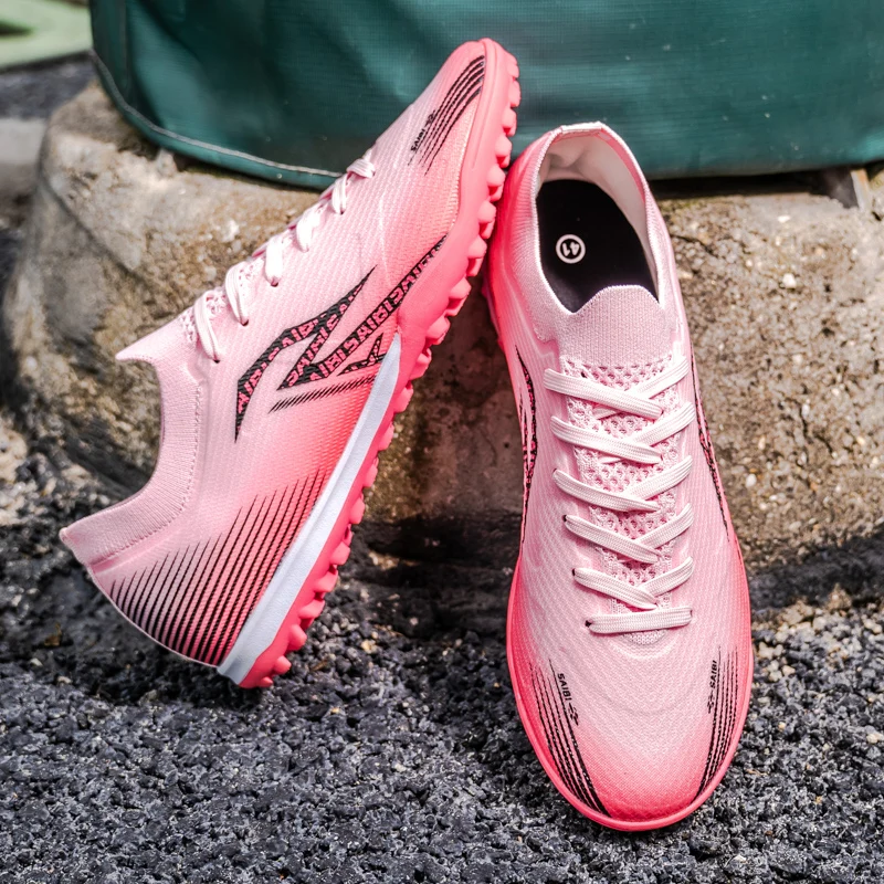 Adult TF Football Cleats, Wear-resistant Turf Rubber Sole, Lightweight PU Soccer Shoes for Men Outdoor Grass Match