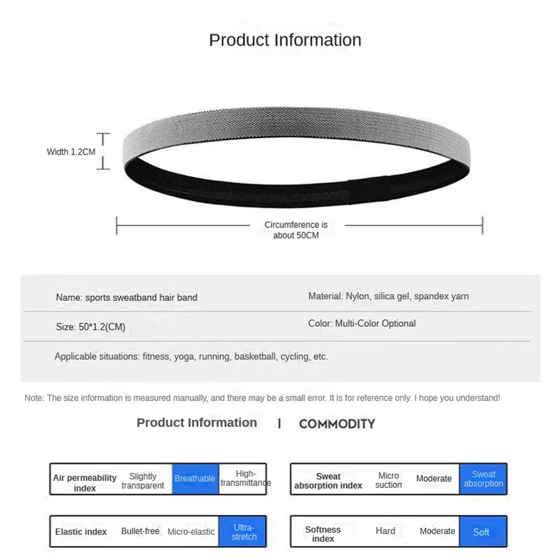 الرياضة مضاد للتعرق رباط شعر النساء اليوغا اللياقة البدنية امتصاص العرق رباط شعر الرجال كرة السلة الجري كرة القدم عرق عقال #2