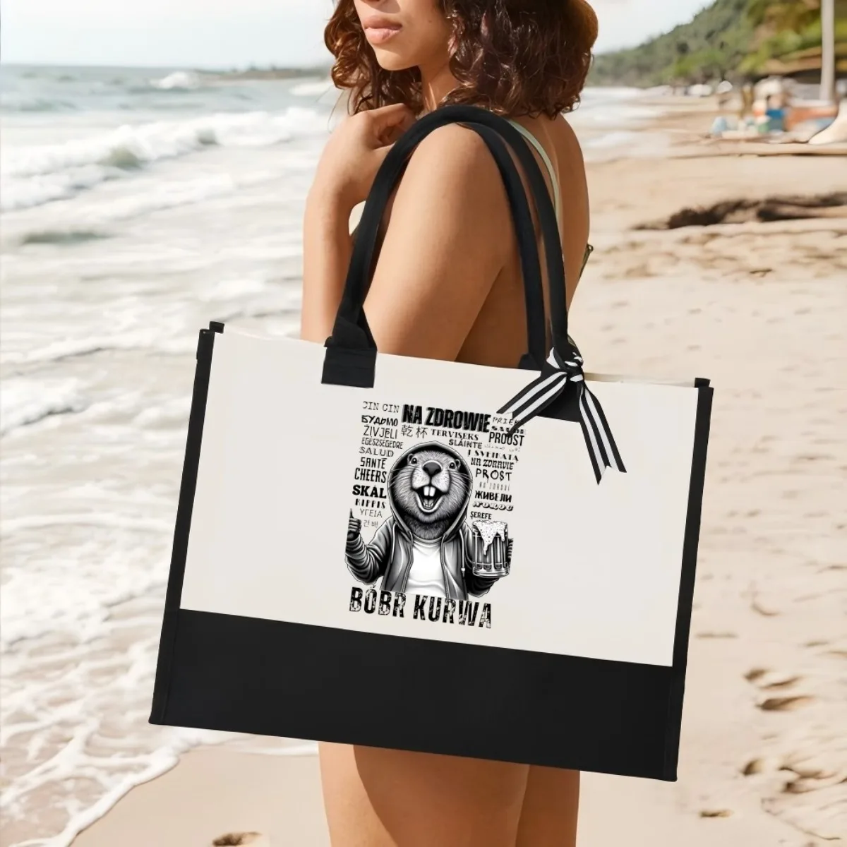 

BOBR KURWA 2026 Новое поступление, модная практичная просторная многоразовая большая сумка с узором и принтом, 2-цветная сверхмощная большая сумка на плечо для