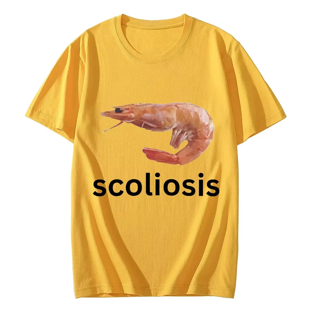 LE Scoliosis Funny Shrimp Meme T-shirt Unisex Fashion Casual T-shirts Summer Men's Women Clothing Tops