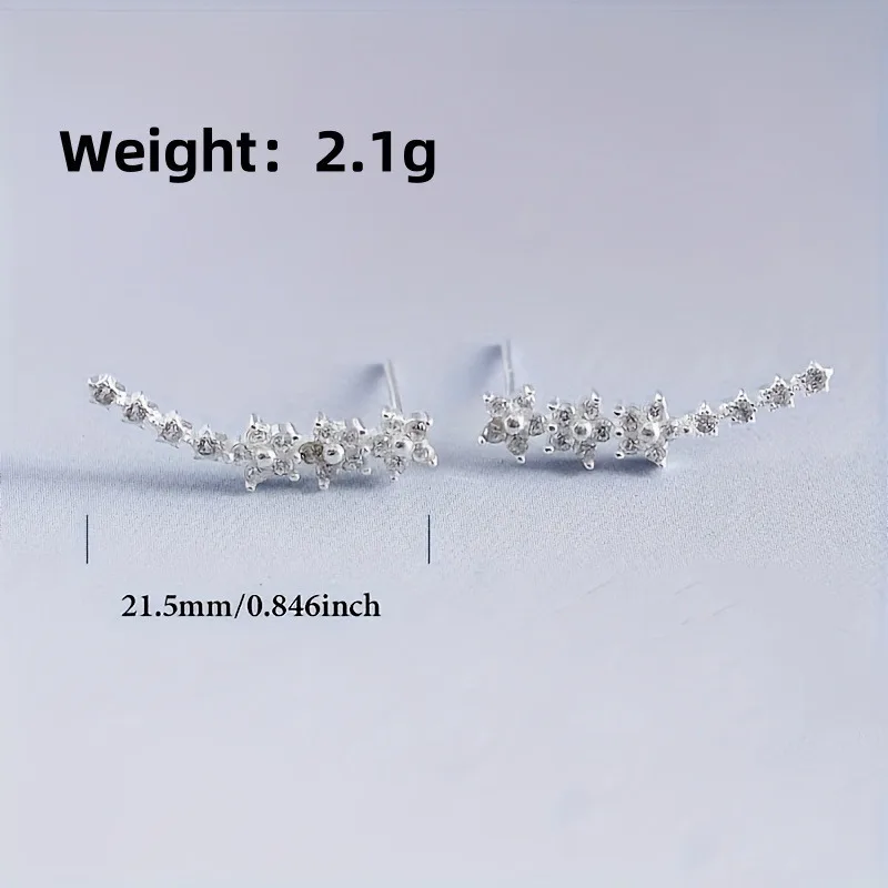 Dainty Flowers Ear Climbers Stud Earrings for Women Trend Flower Cuff Crawler Earrings for Bride Stud Earrings Wedding Jewelry