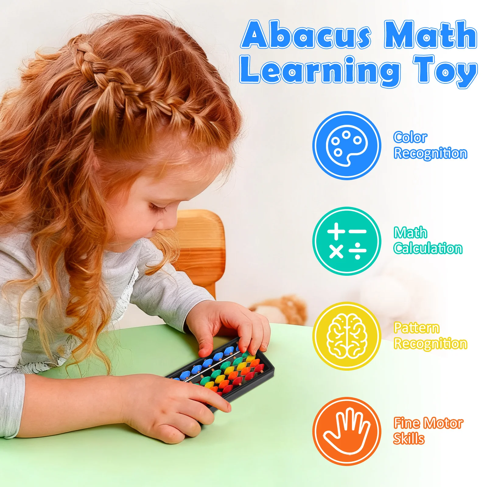 ลูกคิดหลากสี 2 ชิ้น สำหรับการเรียนรู้คณิตศาสตร์ เครื่องมือการศึกษาสำหรับเด็ก ฝึกนับเลข ช่วยพัฒนาสมองในวัยเริ่มต้น