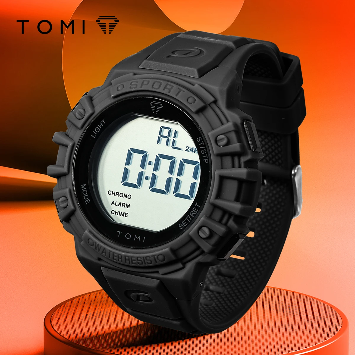 TOMI Men\'s Minimalist Digital Electronic Watch Men\'s Multi functional Waterproof Outdoor Military Sports Electronic Watch Reloj