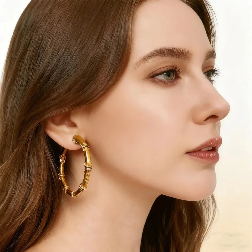 

Trendy Gold Star Hoop Earrings for Women Vintage Big Circle Statement Earrings Gold Plated Party Jewelry Gift for Girl