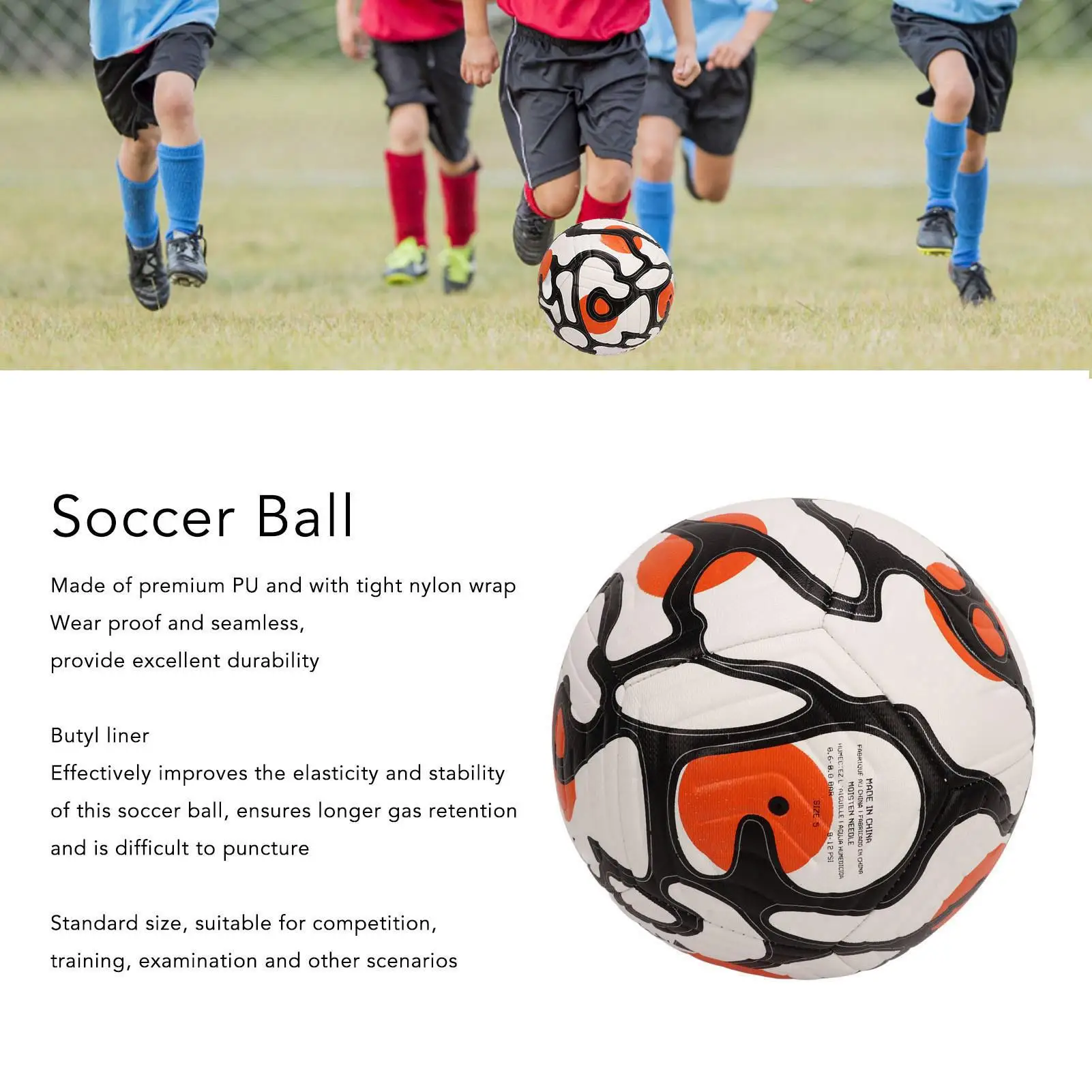 PU Training Soccer Ball for kids , Teenagers & Adults - for indoor /Outdoor Size 4/5 Soccer Ball