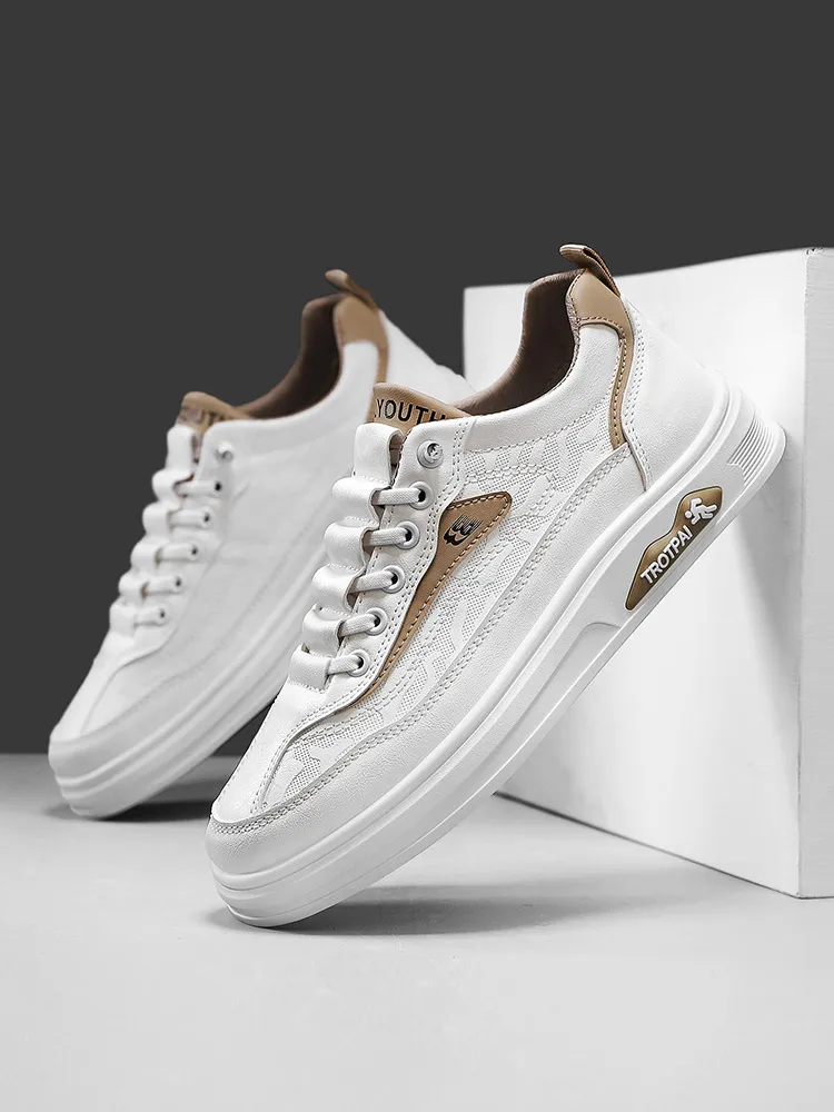 الرجال العلامة التجارية الفاخرة رجل جلد أبيض أحذية رياضية الترفيه المشي الإيطالية أحذية مفلكنة الجوف خارج جديد وصول حذاء كاجوال حجم 47 #5