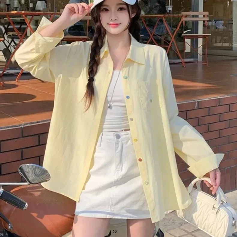 

Loose Fit Long Sleeve Shirt Men's Summer Sun Protection Shirt Dopaamine Style Casual Lazy Fashion Outerwear Coat