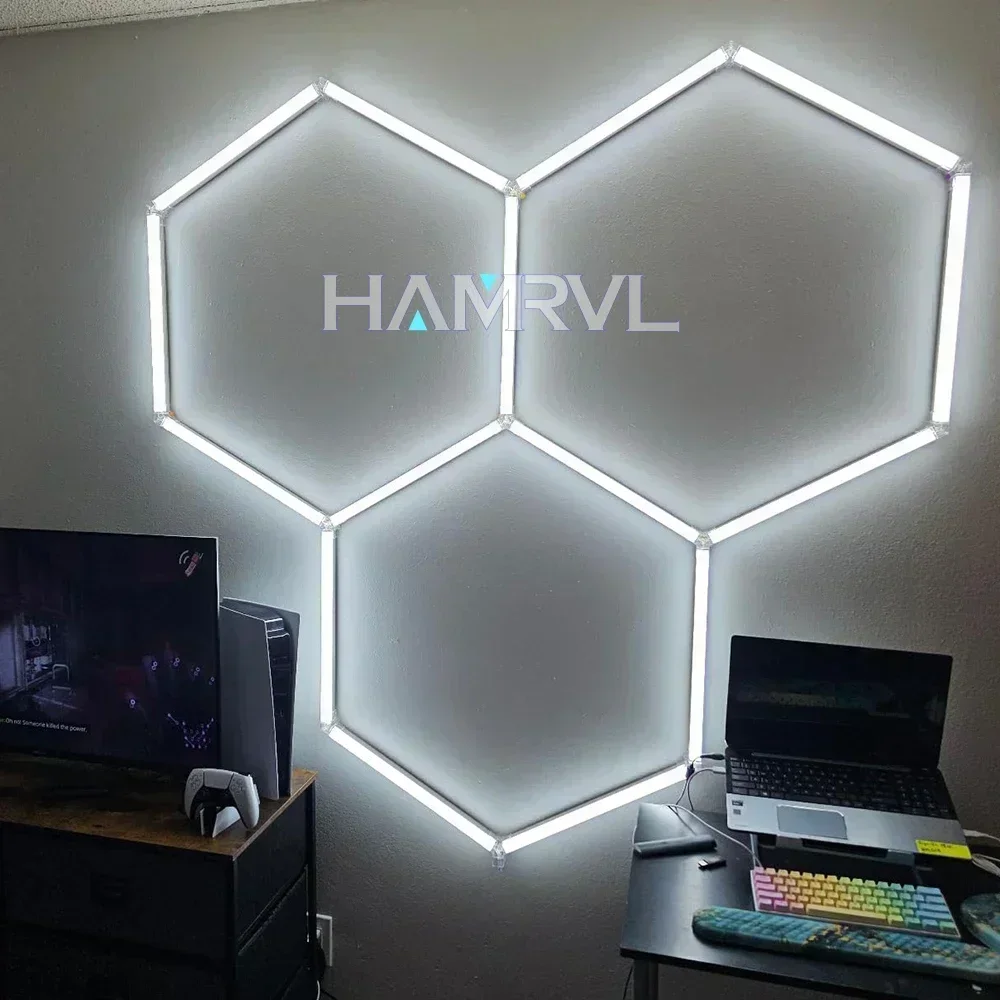 Hexagonal honeycomb LED light garage body repair hair salon workshop warehouse lamp tube ceiling decoration display lighting