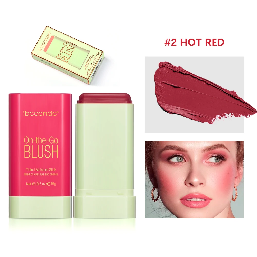 Bastão de Blush Mositure Colorido, Creme Rosto Rosa, Blush Bochecha, Cosméticos, Tubos de Maquiagem 3 em 1, Lábios e Olhos