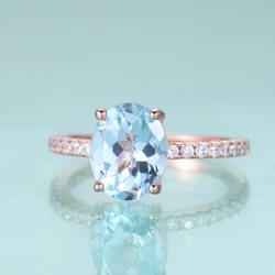 GEM'S BALLET Vintage Sky Blue Topaz Birthstone Engagement Ring 925 Sterling Silver Rose Gold Simulated Diamond Rings For Women