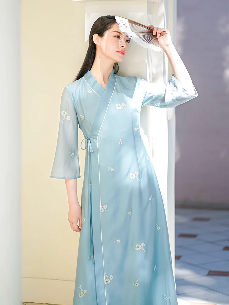 ChuChan Hanfu Mejorado Verano 2025 Nuevo Estilo Chino para Mujer, Vestido de Hada de Alta Gama para Té Zen