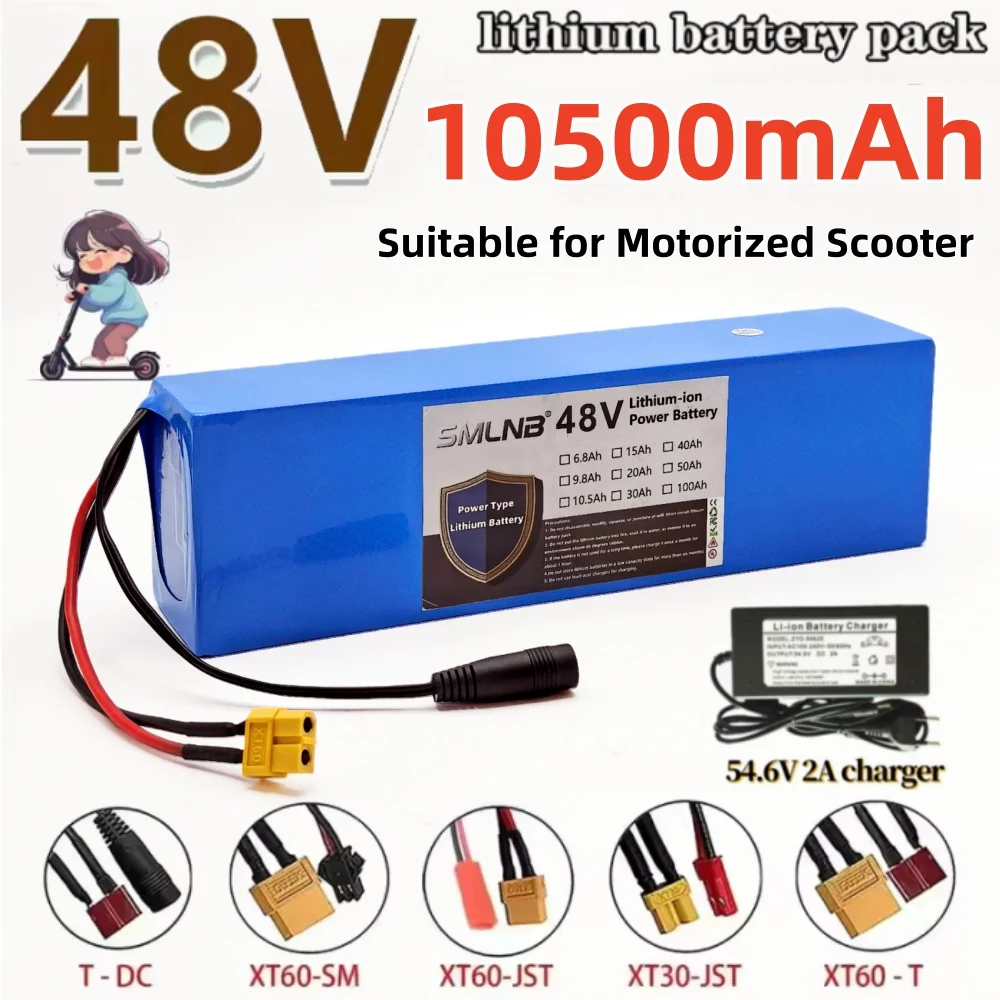 

48V 10.5Ah 18650 lithium ion Battery ,13S2P For Electric Scooter M365 1000W with Built-In BMS XT60+DC /T+DC Plug Belttery
