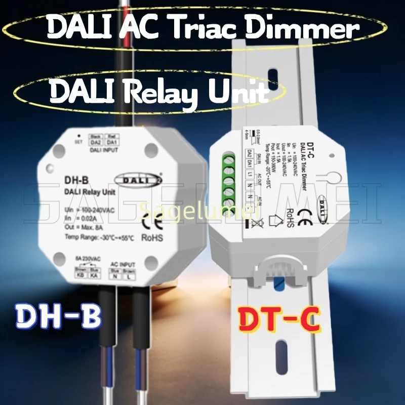 NEW DT-C (DT4) DH-B (DT7) Skydance150-360W 1CH*8A Triac DALI Dimmer DALI AC Relay Unit PUSH Switch Max8A compliance 100-240VAC