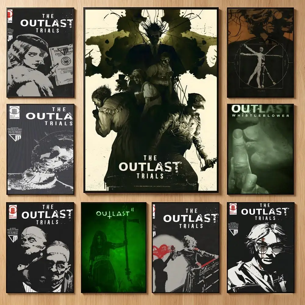 Horror Game Classic-Horror Game The Outlast Trials Poster Classic Self-Adhesive PP Wall Sticker for Living Room Bar Decor Gift