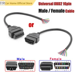 30cm 16Pin Female Male Cable Connector Universal OBD2 Extension Cable Plug Automotive Car Diagnostic Interface Female Open Cable