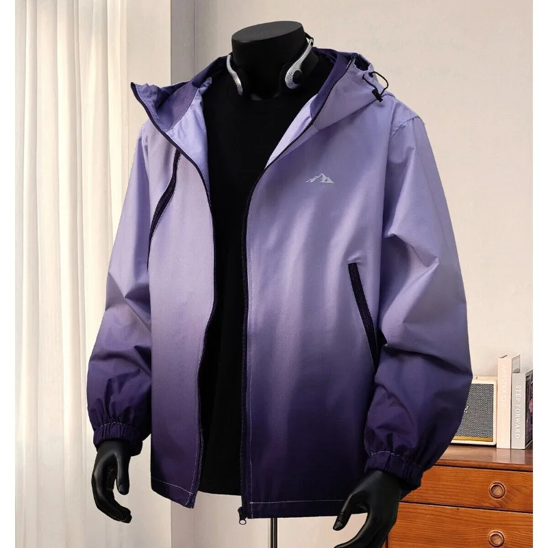 

Мужская тонкая уличная куртка в парном стиле, водонепроницаемая куртка, верхняя одежда, ветровка, градиентные куртки для мужчин, дождевик