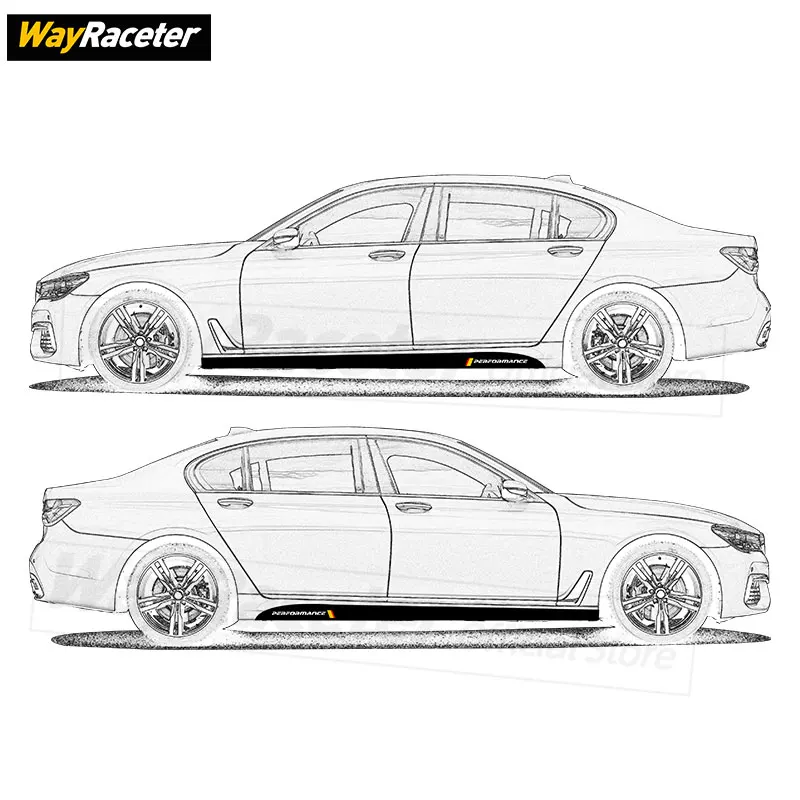 2 Pcs M Performance Decal Door Side Stripe Skirt Sticker For BMW 7 Series G11 G12 7er 730d 740d 750i 760li 2016-2022 Accessories