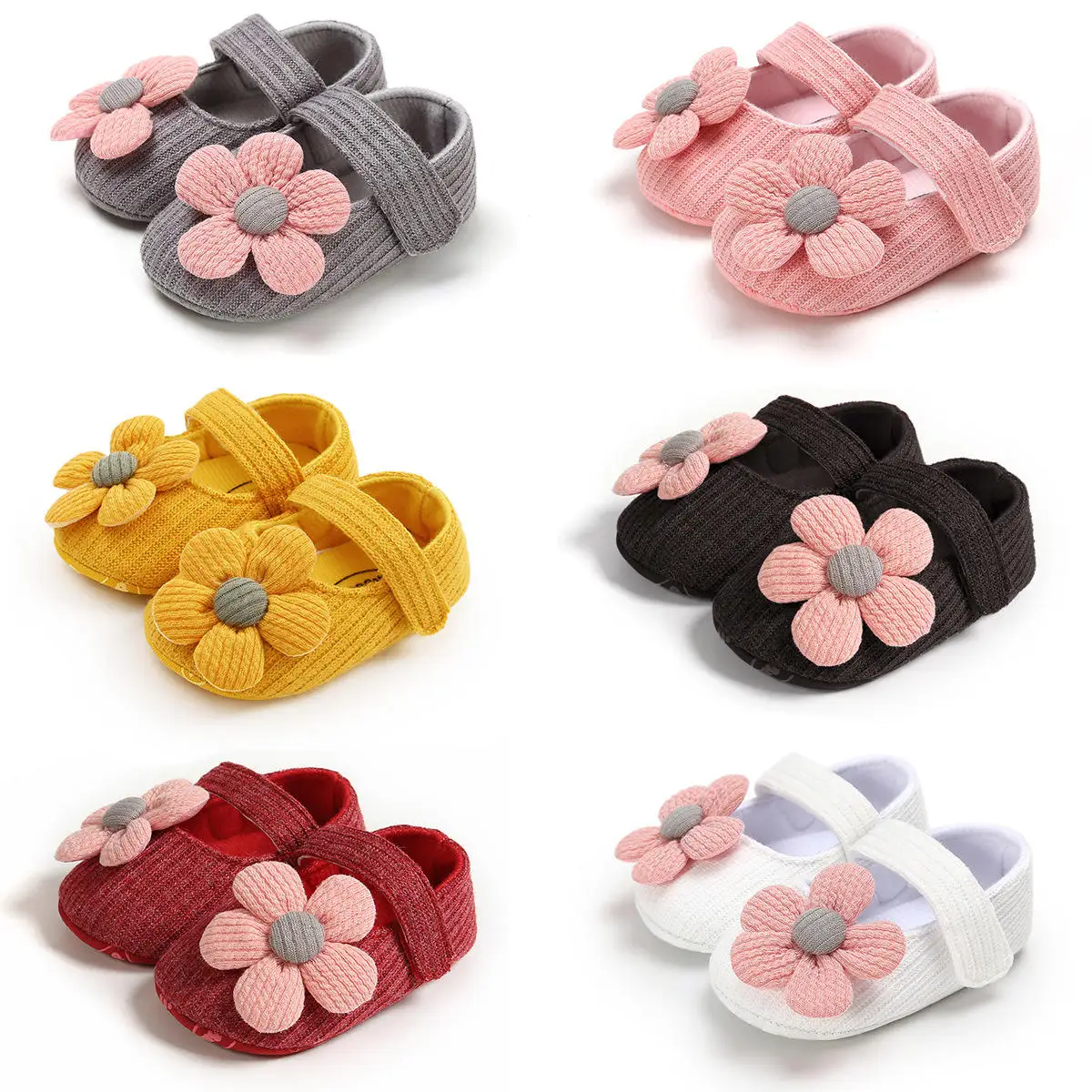 Chaussures de premiers pas pour bébé fille, souliers pour enfant, nouveau-né, semelle souple, coton, princesse, fleurs 3D, antidérapant, décontracté, 0 à 1 an