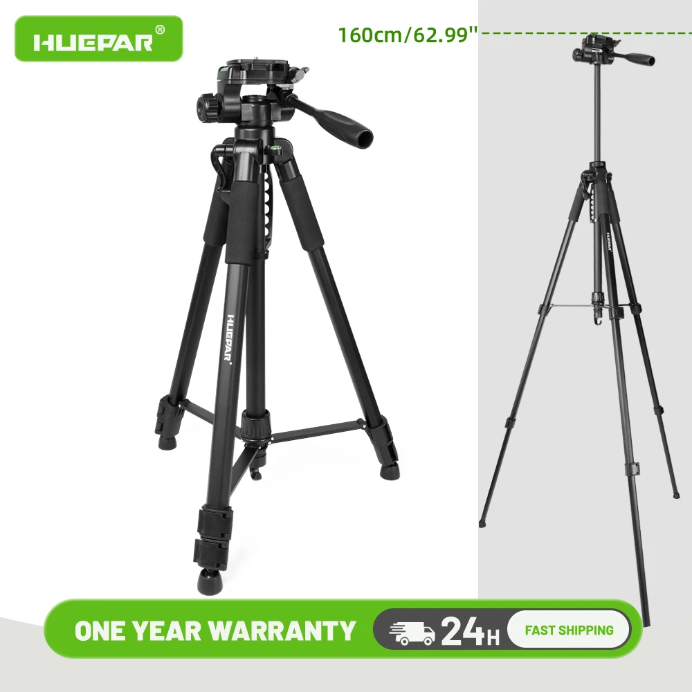 Huepar Tripod For Laser Level 1.6M/62.99'' Stand Adjustable Height With Swivel Pan Head,1/4