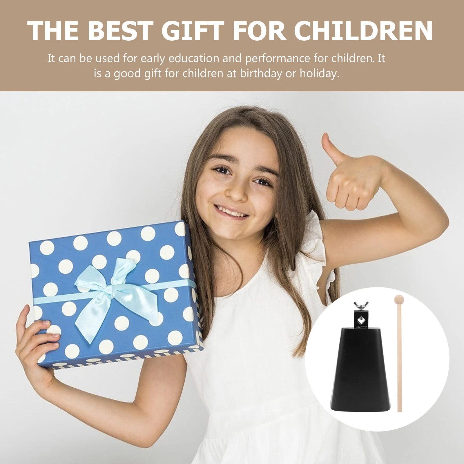 

Musical Instrument Bell Cowbell Drum with Stick Cowbells Kids Instruments Sports Child
