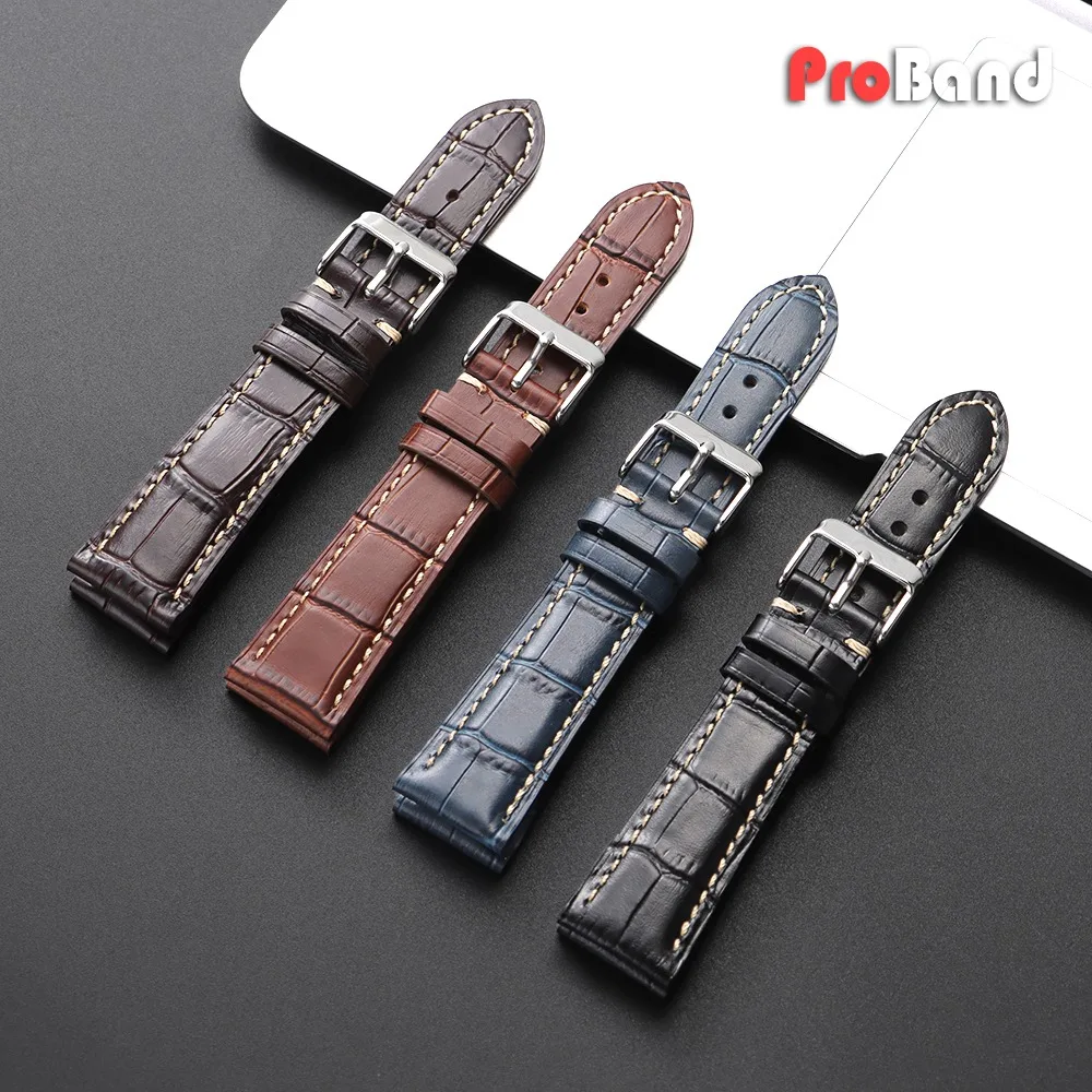 

18/20/22mm Luxury Leather Watch Band Head Layer Calfskin Watch Strap Rose Gold Buckle Wristbands Men Women Replacement Bracelet