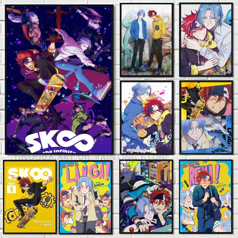 1PC Anime Cool Boy S-Sk8 The Infinity Poster Self-adhesive Art Waterproof Paper Sticker Coffee House Bar Room Wall Decor