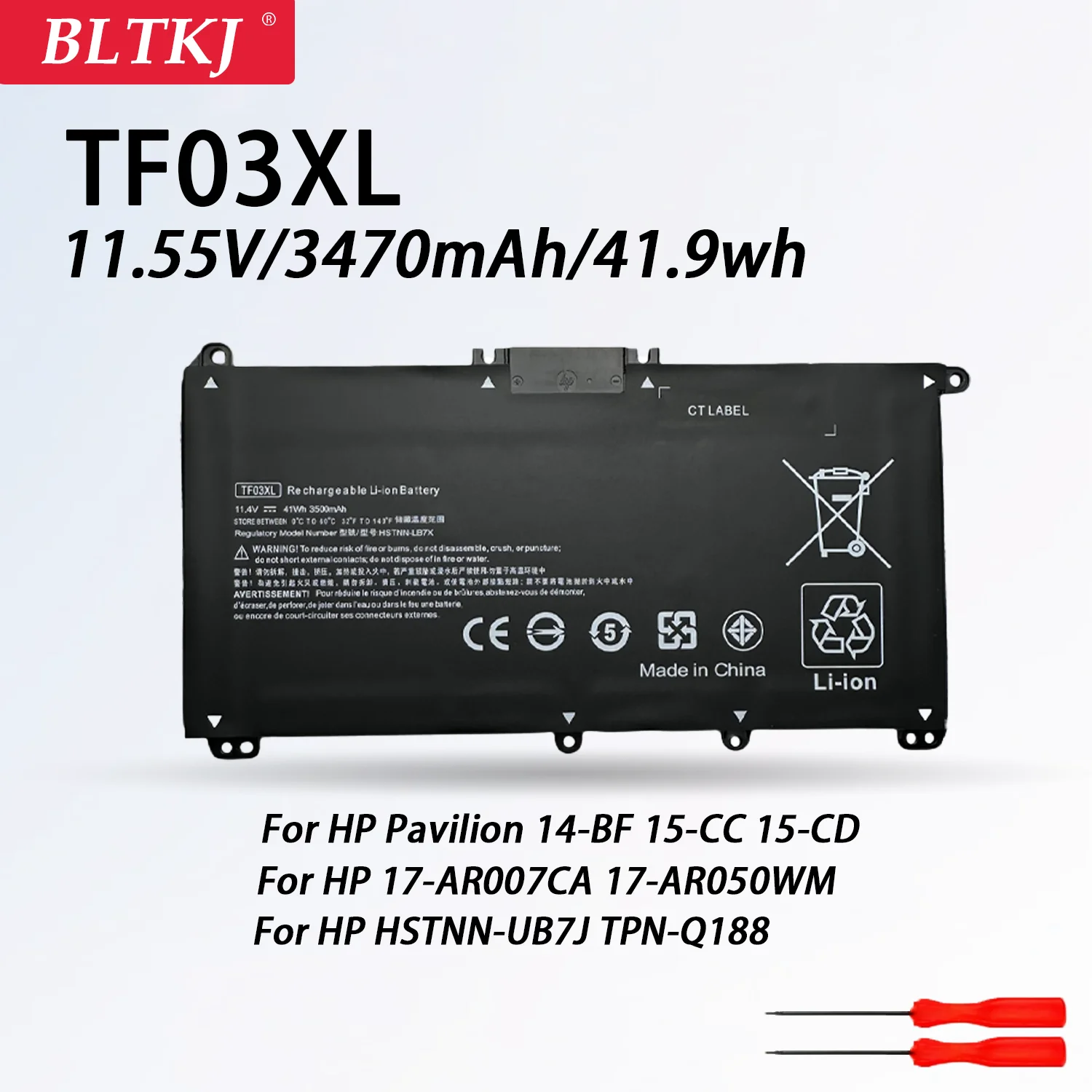 NEW TF03XL Laptop Battery For HP Pavilion 15-CC 14-bf033TX 14-bf108TX 14-bf008TU HSTNN-UB7J TPN-Q188 TPN-Q189 TPN-Q190 Q191