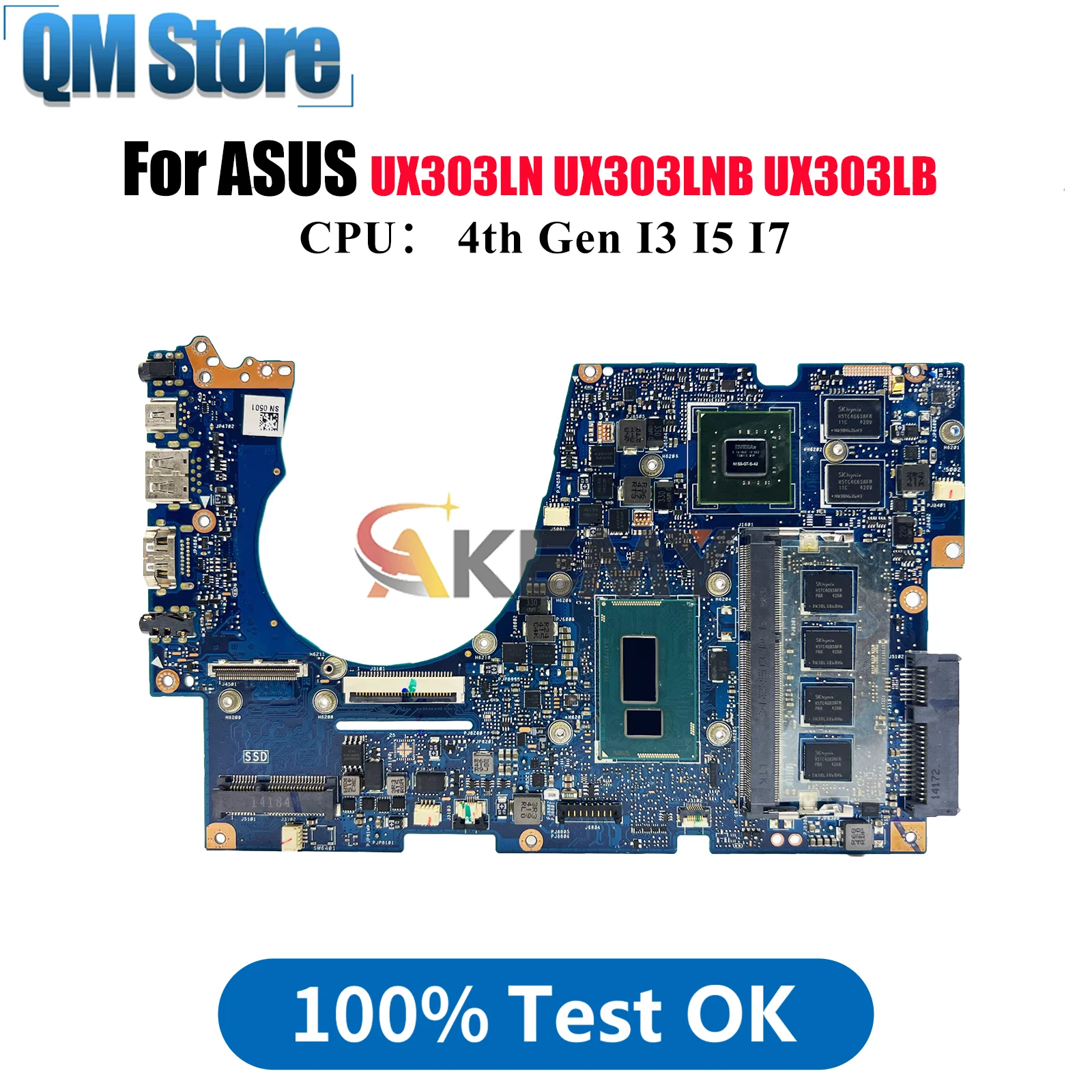

UX303LN Материнская плата для ноутбука ASUS ZenBook UX303LN U3000 UX303LB BX303L UX303LNB U303L UX303L Материнская плата I3 I5 I7 Процессор тесты ОК