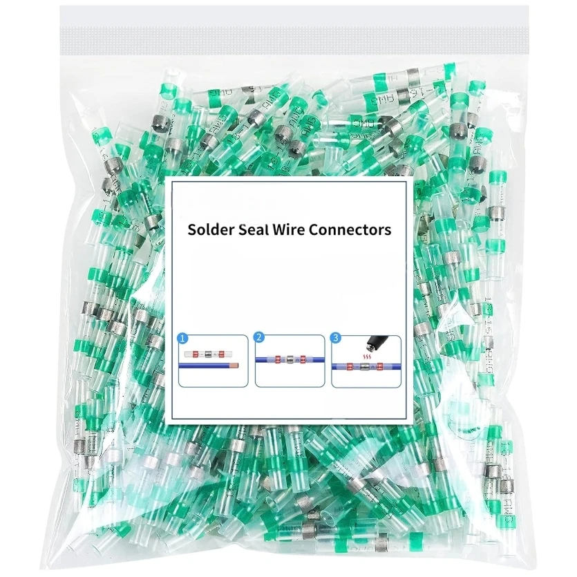 

Waterproof Solder Seal Wire Connectors 100 Pack Kit for Electrical Wiring in For Marine Automotive Motorcycle and Trailer Use