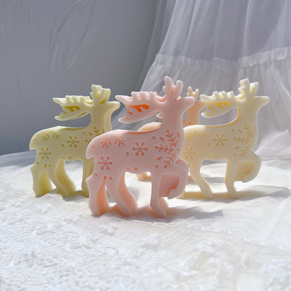 Christmas Reindeer Silicone Candle Mold Christmas Elk Silicone Mold Christmas Ornaments Fawn Soy Wax Silicone Mould Xmas Decor