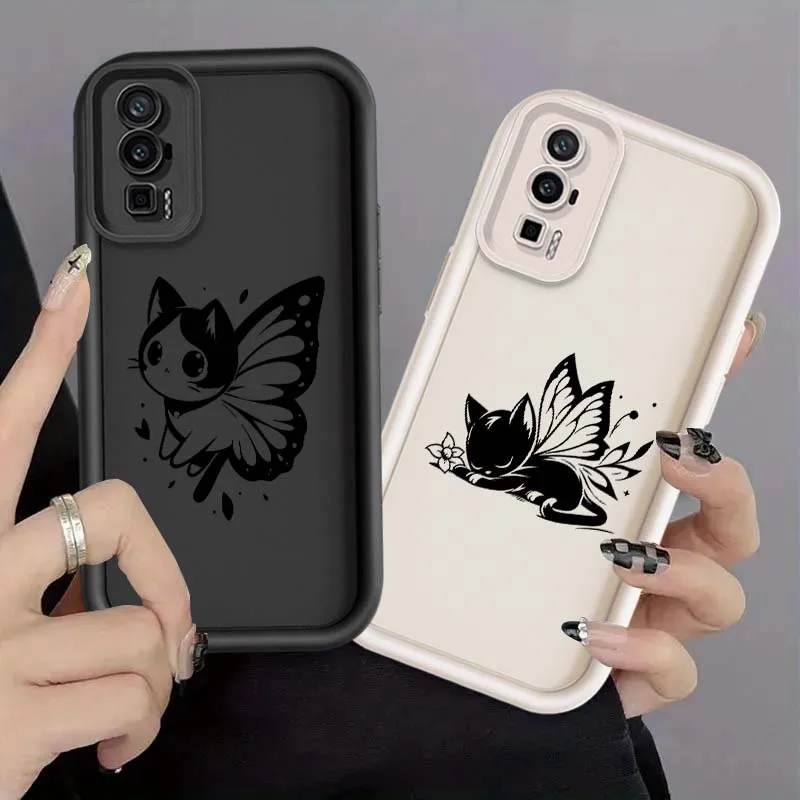 Cute Simple Kitten Design For Xiaomi Redmi K70E 14R 14C 13 13C K60 Plus Pro Ultra 5G 4G Eye Ladder Phone Case Cover