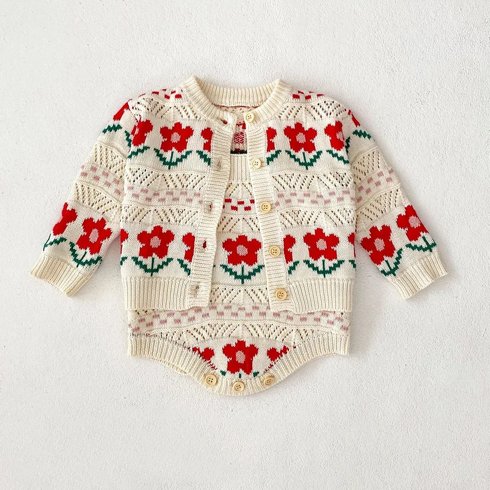 

0-3T Flower Newborn Kid Baby Girl Sweater Autumn Winter Clothes Flower Warm Baby Knitwear Coat Cute Sweet Outfit