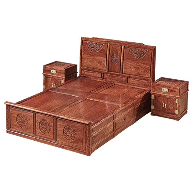 

Mahogany new Chinese bed hedgehog red sandalwood double bed simple classical bedroom furniture