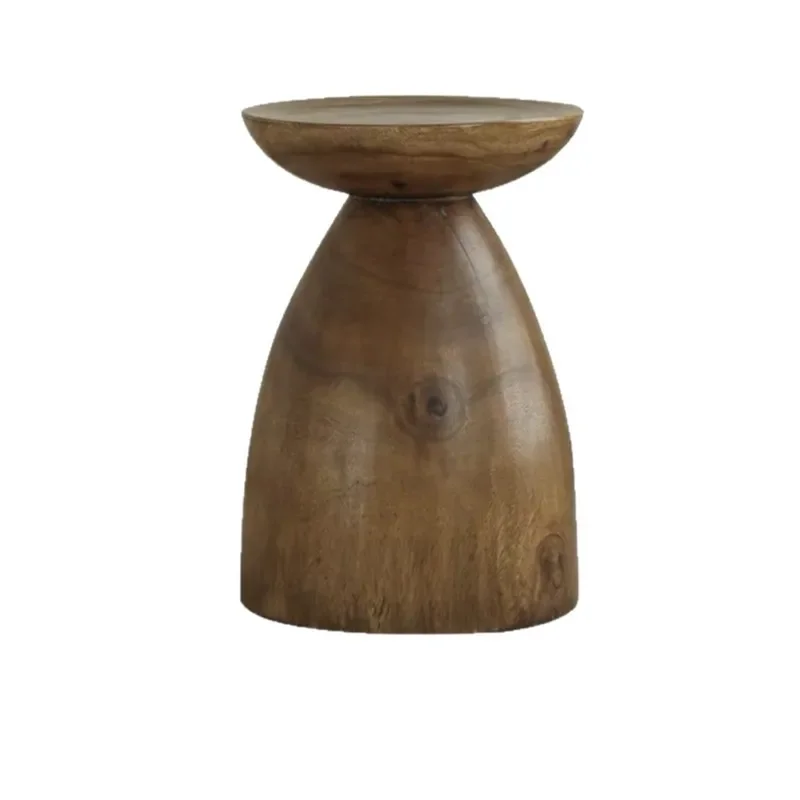 Natural Wood Stump Side Table Rustic Log End Table Carved Root Coffee Stand Low Round Nightstand for Living Room Bedroom