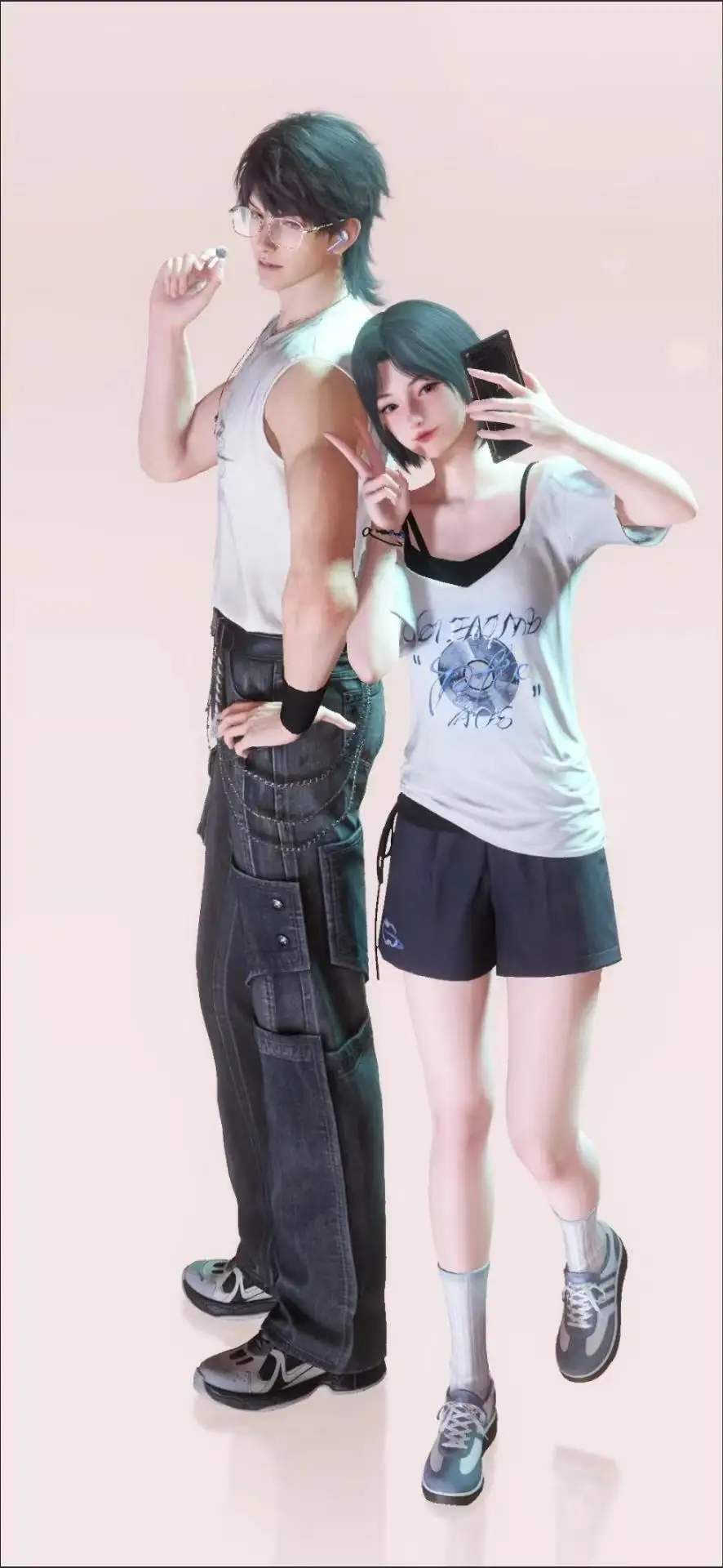 

Love and Deep Space Cosplay Costume Main Character's Daily Style Fake Two-piece Top with Elastic Printed Shorts Halloween