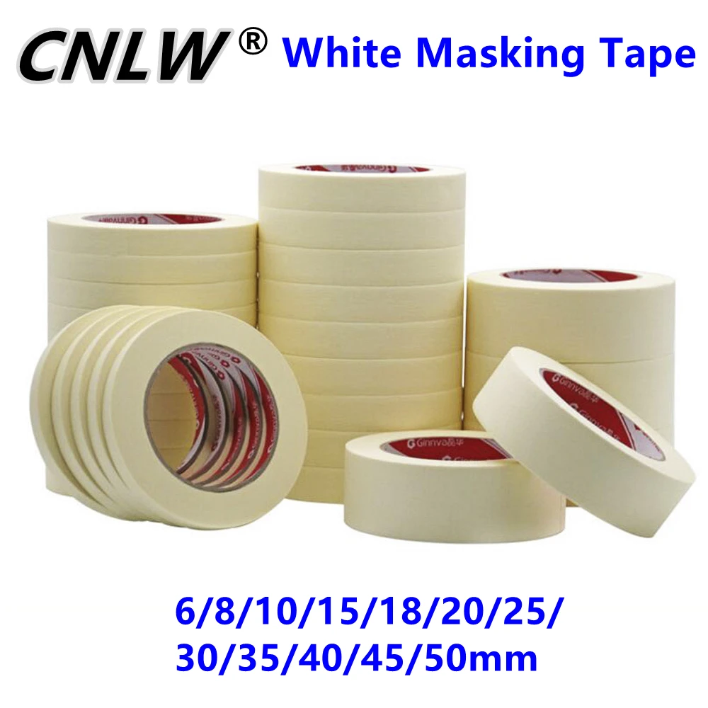 

1PC 20M Masking Tape White 6mm-50mm Single Side Tape Adhesive Crepe Paper for Oil Painting Sketch Drawing Supplies Car Paintin