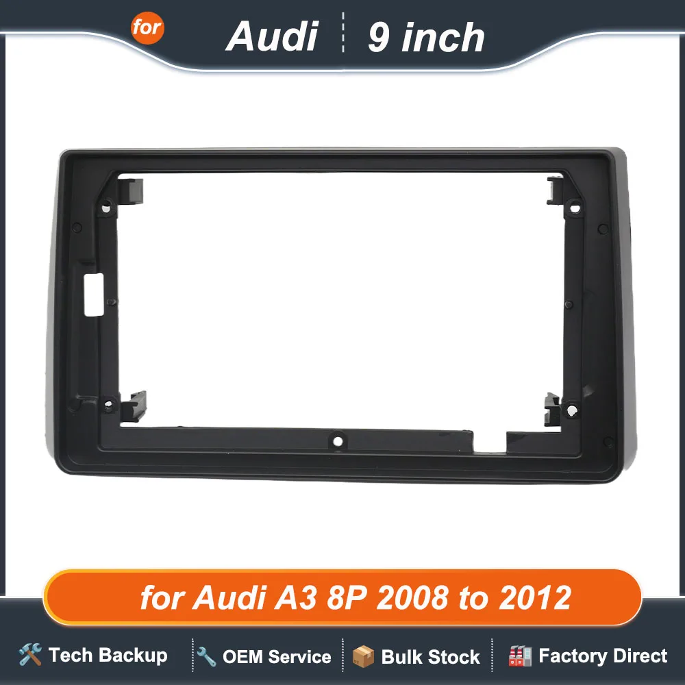 Dashboard Panel Frame for Audi A3 8P 2008 to 2012, Radio Wiring Harness Adapter, CAN Bus Decoder, for 2DIN 9