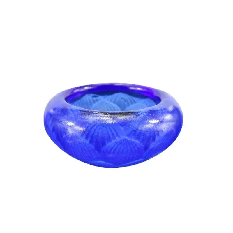 

Ancient glass glazed lotus lamp candlestick butter lamp holder temple lamp