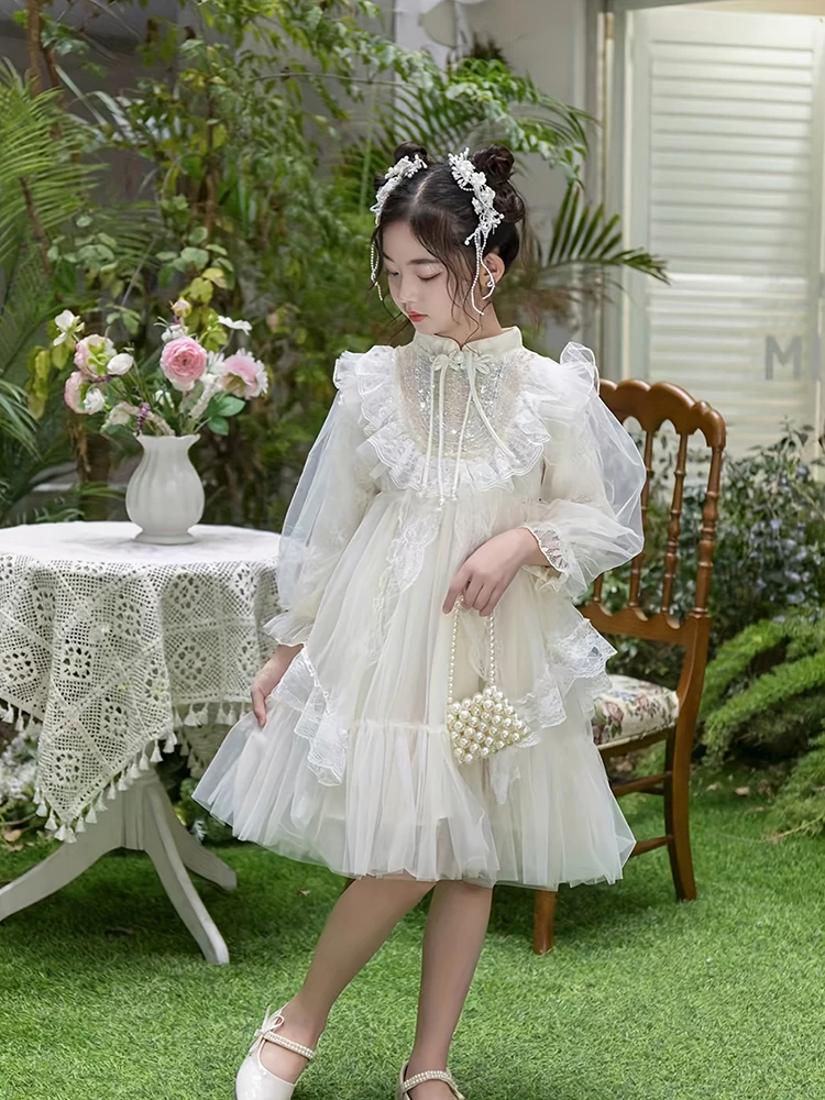 

Puff Sleeve Skirts Lace Princess Dresses Girls Party Dress Girls' puffy Skirts Summer Dresses Kids Clothes Cute Fashionable 4-9Y