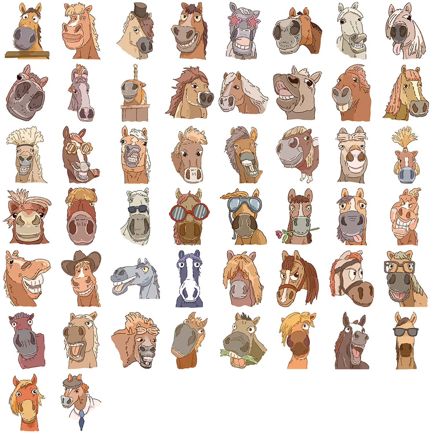 10/50PCS Pferd Cartoon Aufkleber Lustige Tier Meme Graffiti Dekoration DIY Spielzeug Kühlschrank Laptop Gitarre Auto Fahrrad Skateboard abziehbilder