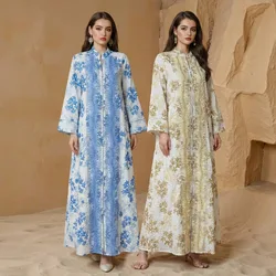Eid Muslim Party Dress for Women Jalabiya Abaya Ramadan Long Dresses Abayas Woman Kimono Print Caftan Vestidos Largos 2024