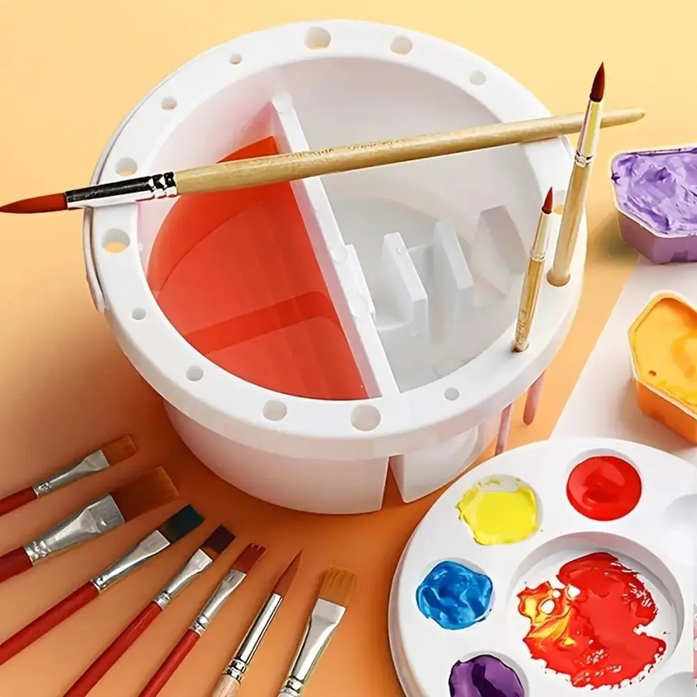 Multifunctional Brush Washer Bucket Handheld Portable Brush Cleaning Tool Easy To Clean with Palette Lid Paint Brush Washer