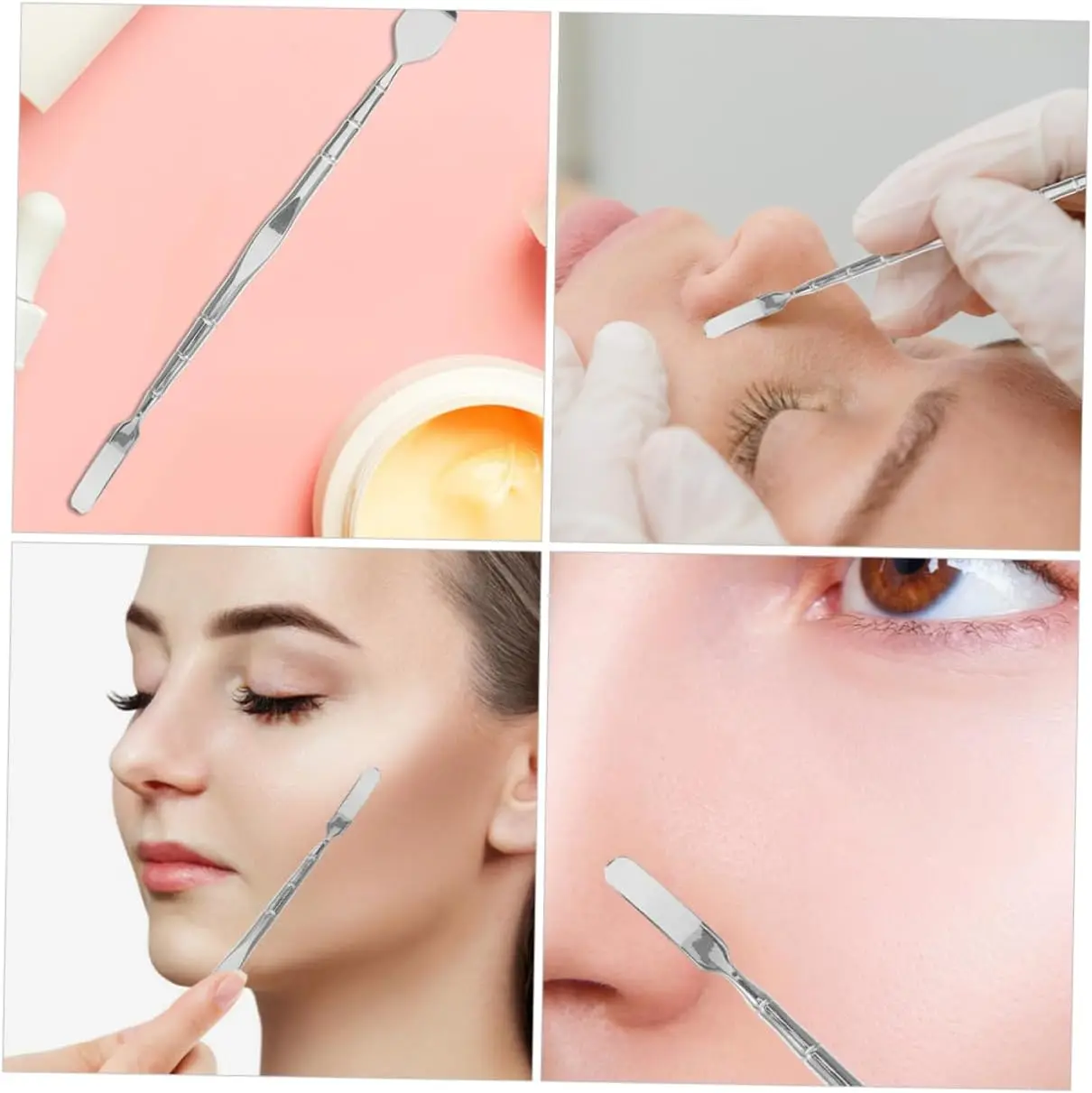 Strumento per la rimozione di punti neri in acciaio inossidabile Raschietto per punti neri per naso Bastoncini per rimozione testa nera a doppia testa Strumento portatile per la cura della pelle