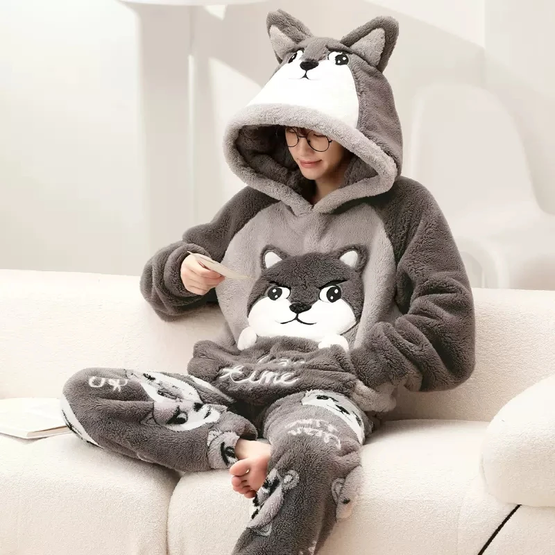 navy blue dress for baby girl Winter Flannel Home Clothes Robe Nightdress, Women Plush Thickened Home  Pajamas, Long Fleece Nightgown main image 1