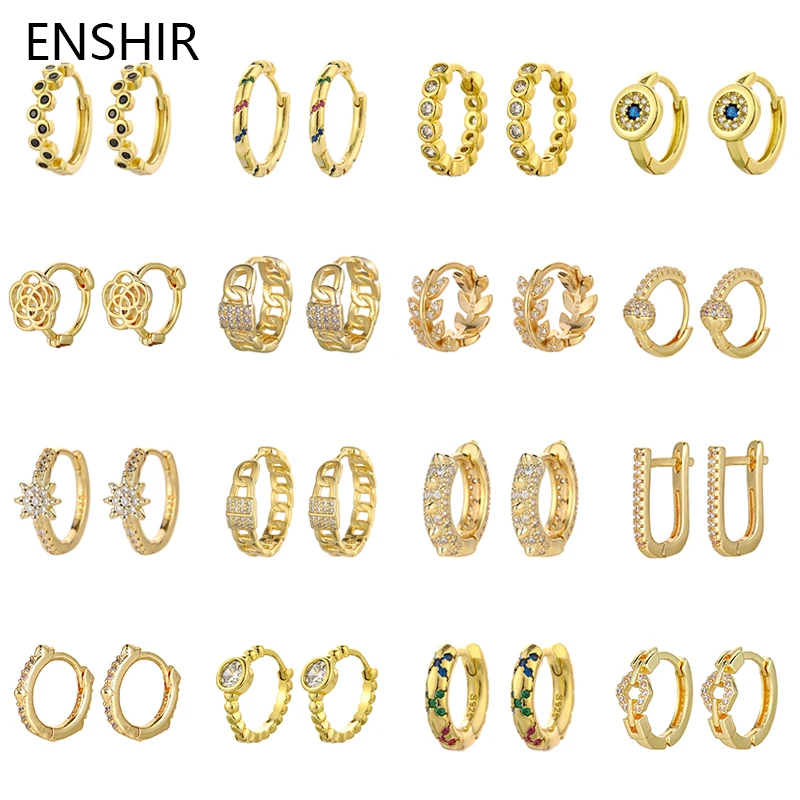 ENSHIR New Cubic Zircon Hoop Earrings for Women Men Small Huggie Earrings Daily Jewelry Gifts